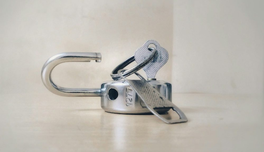 gray stainless steel padlock