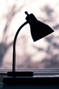 black study lamp turned off