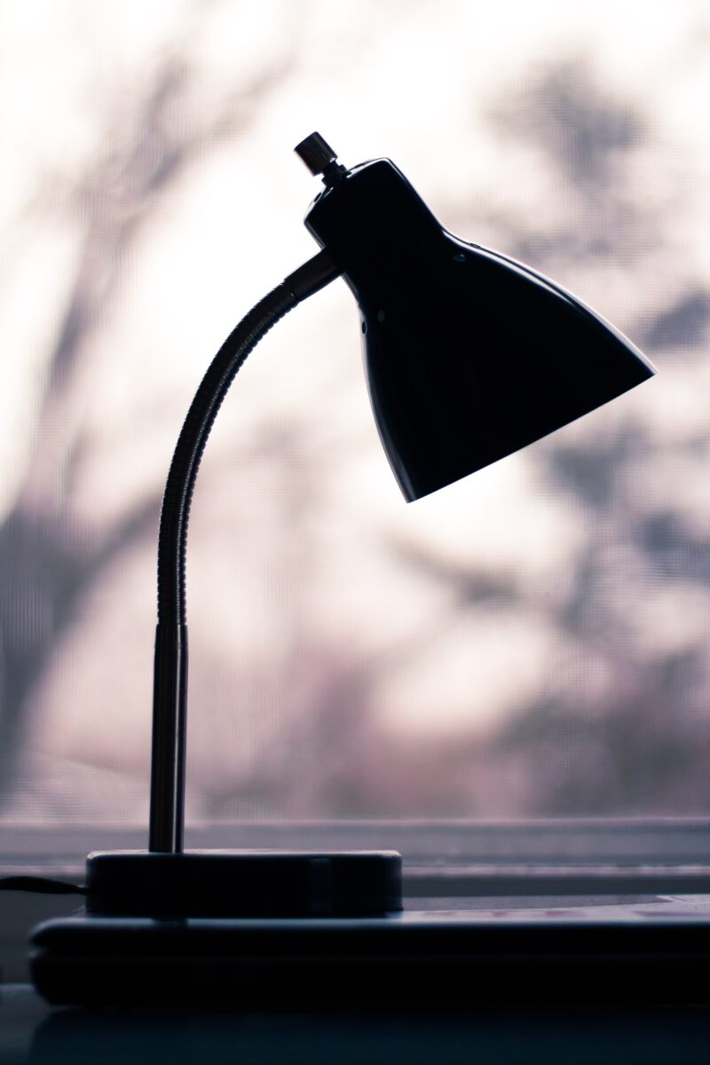 black study lamp turned off