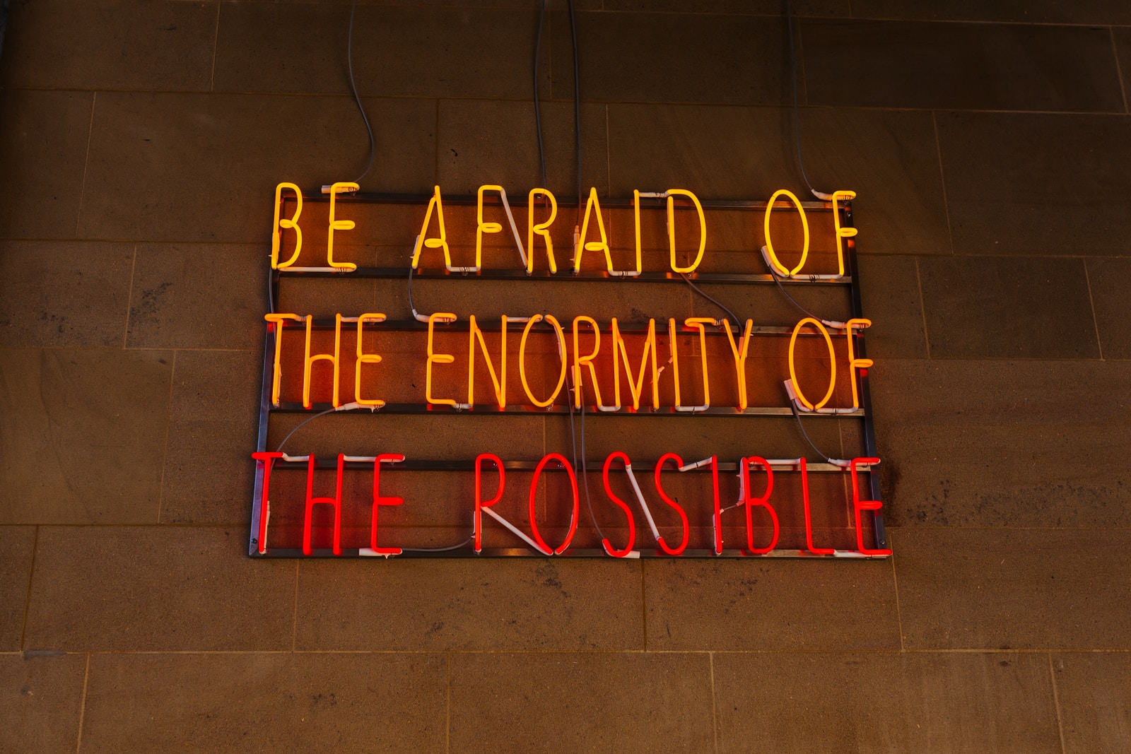 lighted Be afraid of the enformity of the rossible neon signage