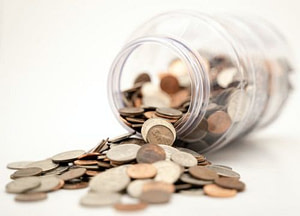 spilled coins from the jar