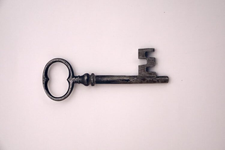 black and silver skeleton key