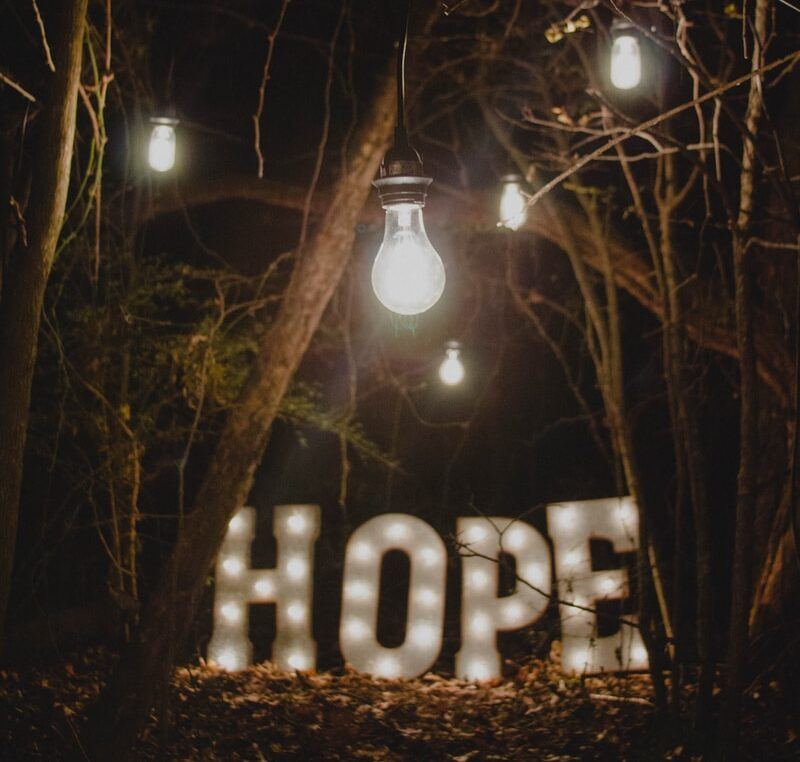 hope marquee signage surrounded by trees