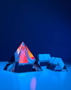 3 blue and red diamond illustration