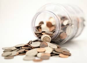 spilled coins from the jar